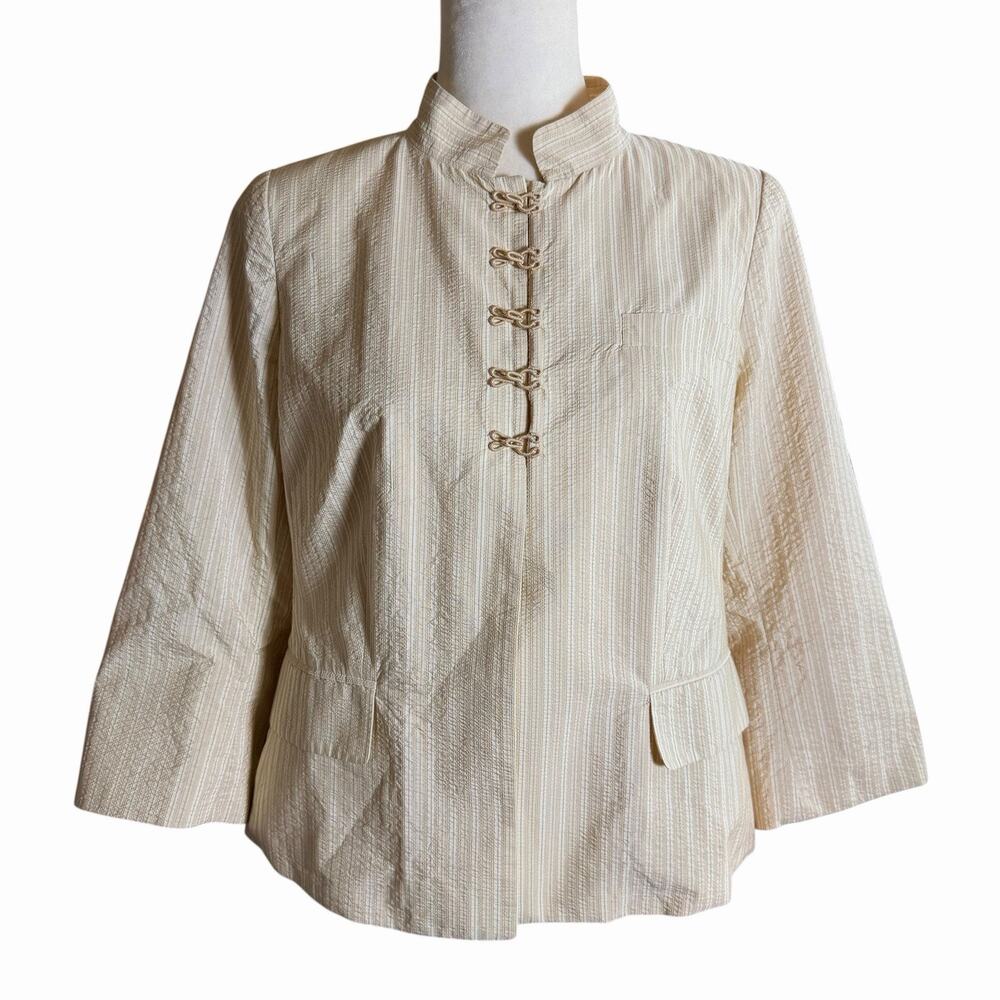 Charles Nolan NY Women's Jacket Tan Lined Sz 12 Asian Career Classic City